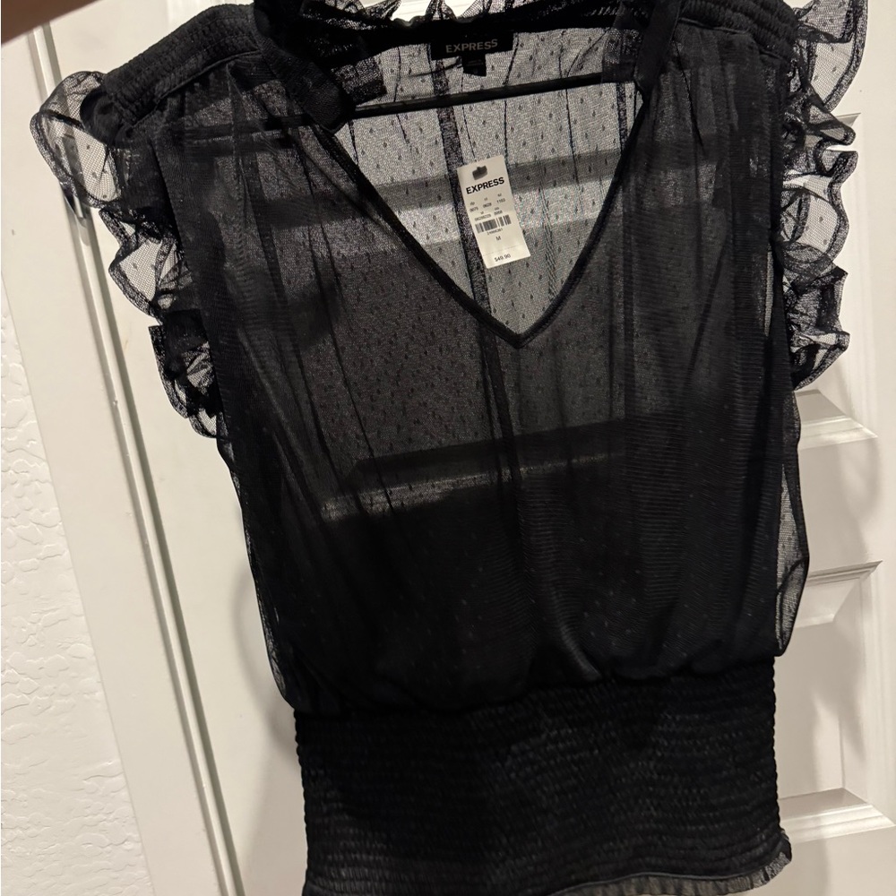 Express Black Sheer Women's Top
